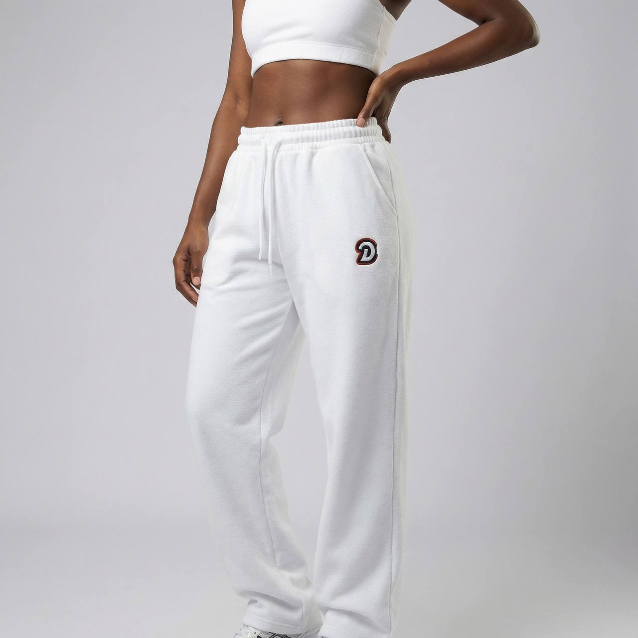 WHITE BAGGY UNISEX JOGGERS
